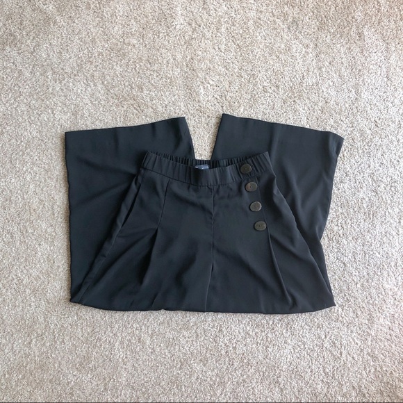 Zara Pants - Zara black pleated wide leg culotte